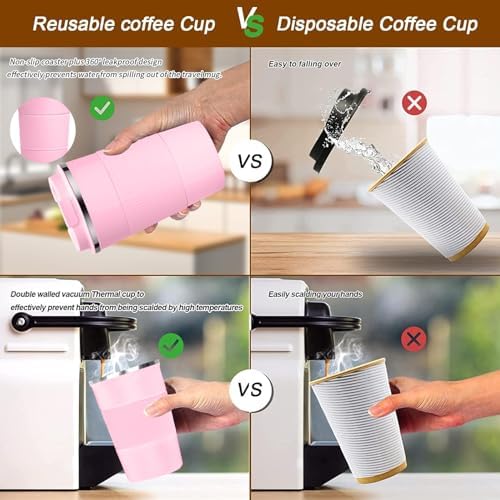 Insulated Travel Coffee Mug, Stainless Steel Coffee Cup with Leakproof Lid - Image 5