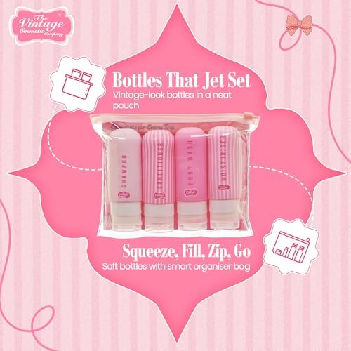 Vintage Cosmetic Company Silicone Travel Bottles 4 Piece with Zipper Bag - Image 4