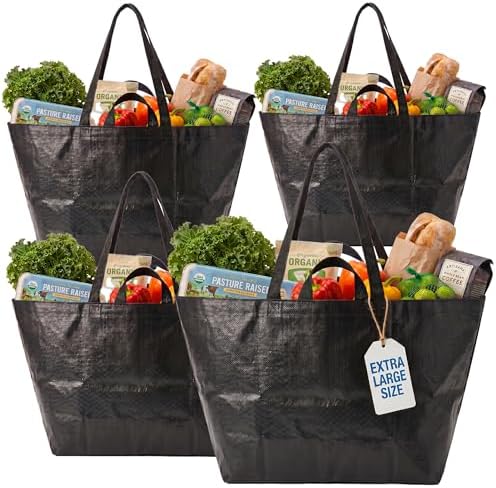 DURASACK Haul-It-All Extra-Large Reusable Shopping Bag, Black, Pack of 4 by DURASACK