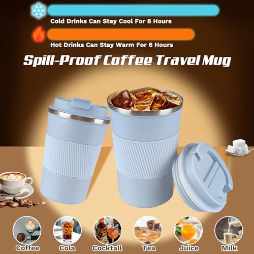 Vacuum Insulated Stainless Steel Travel Coffee Mug,Leak Proof Cup with Lid - Image 2