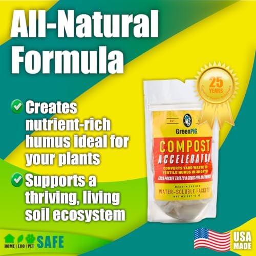 GREEN PIG Compost Accelerator Converts Yard Waste to Fertile Humus in 30 Days and Helps Control Odors Associated with Compost Piles, 1 Bag (12 Dissolvable Packets) - Image 2