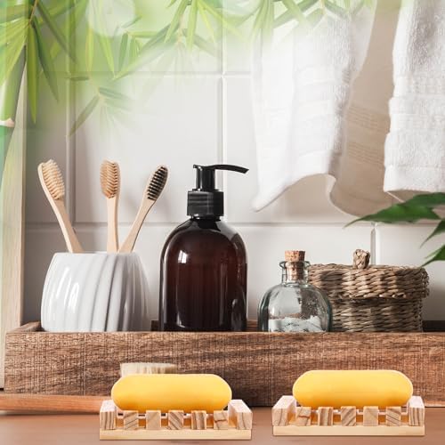 Skylety 30 Pcs Wooden Soap Dish Draining Tray for Shower,Wood Color - Image 4