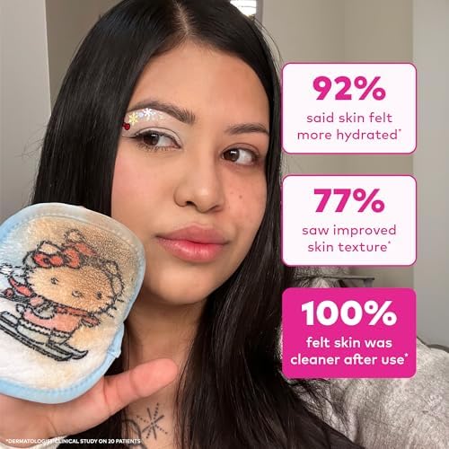The Original MakeUp Eraser 7-Day Set, Erase All Makeup With Just Water, Including Waterproof Mascara, Eyeliner, Foundation, Lipstick, Sunscreen, and More! Hello Kitty Skiing, 7ct - Image 5