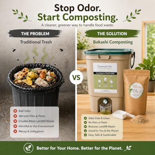 Indoor Bokashi Composter Starter Kit- Beige, 2.2 lb Premium Bokashi Bran Included, Easliy Turn Your Kitchen Wastes into Nutrition for Your Garden Soil (Beige & Beige, 2 bin) - Image 4