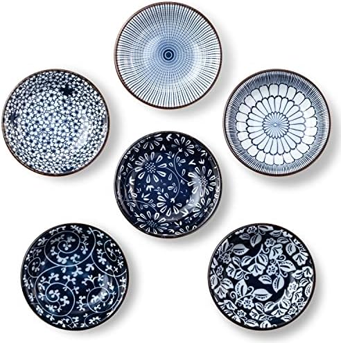 Eisinly 6 Pack Dipping Bowls,3 OZ Small Ceramic Soy Sauce Dish,Vintage Blue by Eisinly