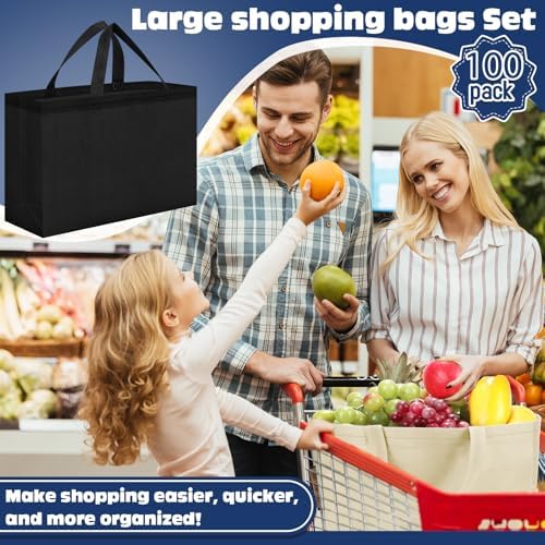 Windyun Reusable Grocery Bags Large Non Woven Shopping Bags with Handles Foldable Portable Tote, 16x6x12 Inch - Image 6