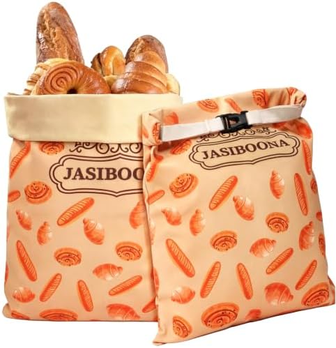 2 Pack Premium Beeswax Bread Bags for Sourdough Homemade Bread, XL Cotton Lining Sourdough Reusable Natural Organic Beeswax Bread Storage Bag, Keep Fresh and Upgraded Portable-17 x 12.6 Inches by WelcometoJasiboona
