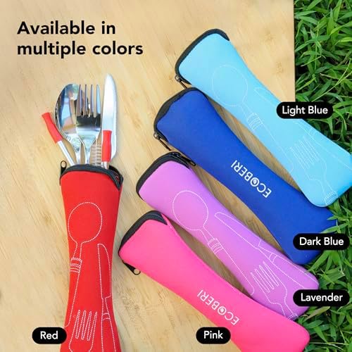 Ecoberi Reusable Travel Utensils Set with Case, 4 Sets - Image 5