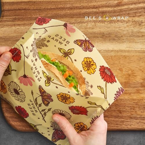 Bee's Wrap Beeswax Food Wraps, Sandwich & Snack Bags, 2 Pack - Meadow Magic - Image 7