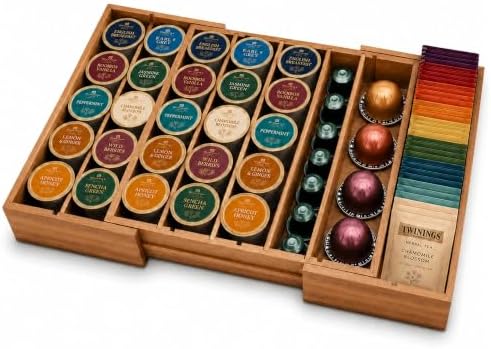 MinBoo Expandable Acacia Wood Coffee Pod Drawer Organizer by MinBoo