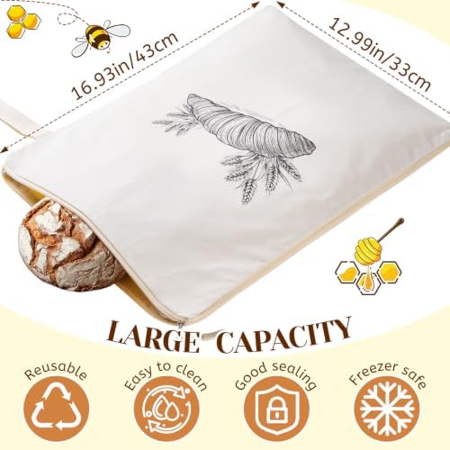 2 Pack Beeswax Bread Bags for Homemade Sourdough Reusable Bread Bag 13×17in - Image 5