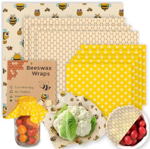 Beeswax Wraps for Food - 9 Pack Reusable Food Wraps | Sustainable, Plastic-Free Alternative to Plastic Wrap & Foil | Sandwich, Cheese, Bread & Bowl Covers for Eco-Friendly Food Storage by WeAreULEF