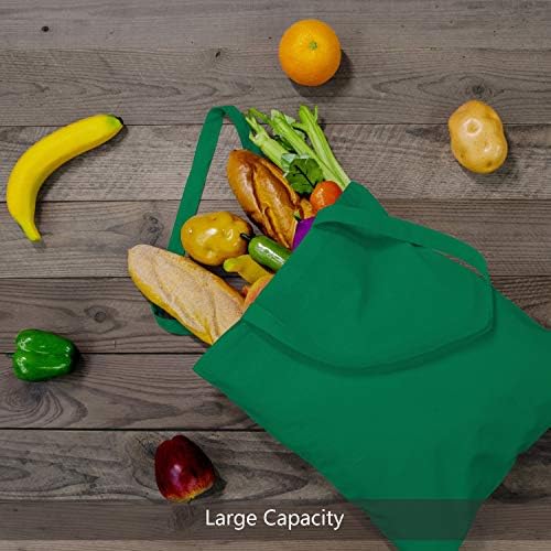 TOPDesign 6-Pack Economical 16"x15" Kelly Green Cotton Tote Bag, Lightweight Medium Reusable Grocery Shopping Cloth Bags, Suitable for DIY, Advertising, Promotion, Gift, Activity - Image 5