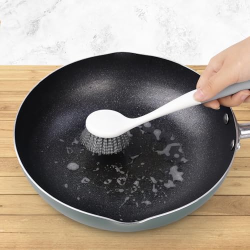 2 Pack Kitchen Scrub Brushes for Cleaning Dish Brush with Handle for Pans, Pots, Kitchen Sink Cleaning Scrub Brushes (PP Plastic) - Image 2