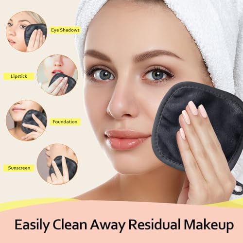 HOMEXCEL Makeup Remover Cloth 12 Pack Reusable Makeup Remover Pads Washable - Image 3