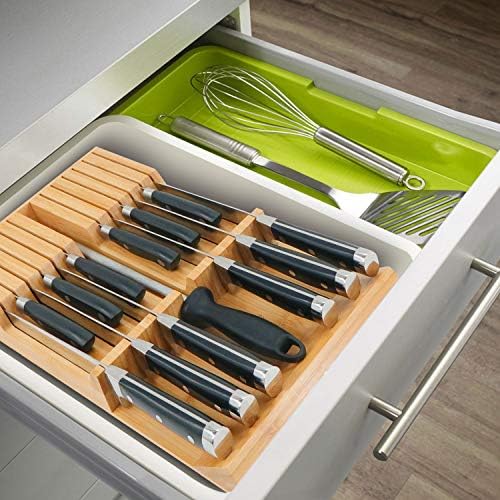 Utoplike In-Drawer Knife Block Bamboo Drawer Organizer, 12 Knives Holder - Image 5