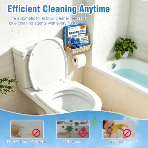 12 Tablets Toilet Bowl Cleaner Tablets for Tank – Automatic Toilet Tank Cleaner Tablets, Blue Toilet Tablets for Hard Water & Toilet Ring Removal, Deodorizing Toilet Tablets, Septic Safe, 300 Flushes - Image 7