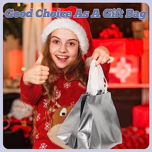 Eccliy 80 Pcs Reusable Gift Bags, Medium, Silver - Image 2
