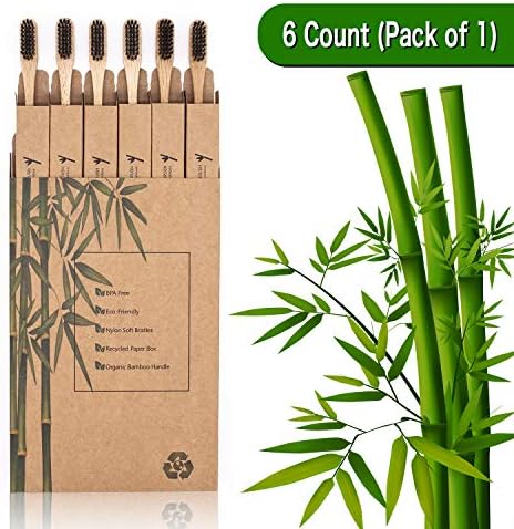 Virgin Forest Bamboo Toothbrushes 6pk, Charcoal Medium Soft BPA Free - Image 5