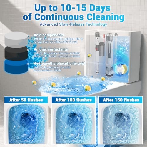 Toilet Bowl Cleaner Tablets,Auto Tank Clean,Colorful 15 Pack - Image 3