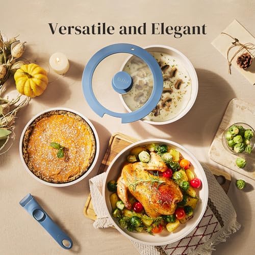 Redchef 16pcs Ceramic Nonstick Pots and Pans Set, Kitchen Cookware Set with Removable Handle, Non Toxic Cookware Set, PFAS PFOA & PTFE Free, RV Ceramic Cookware for Camping, Dishwasher/Oven Safe - Image 2