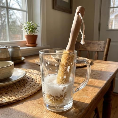 Bottle Brush & Dish Scrubber Set (3 Pack) - Kitchen Cleaning Kit with L-Shape Bottle Cleaner, Round Pan Brush & Detail Scrubber - Multi-Use for Bottles, Pots, Pans & Glassware - Image 3