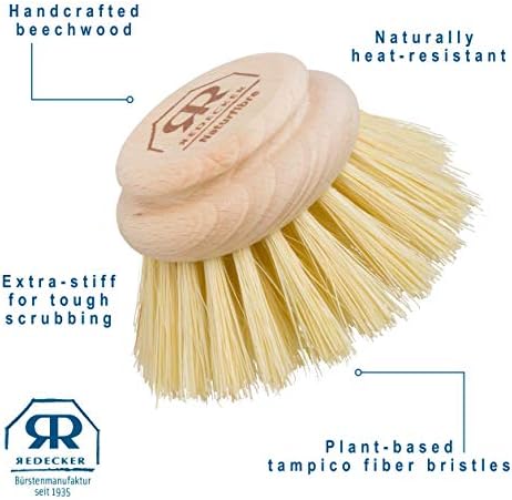 Redecker Dish Brush Replacement Head, Tampico Fiber, 2 Inch Round – Wooden Replacement Brush Head for Dishes & Cookware, Made in Germany - Image 5