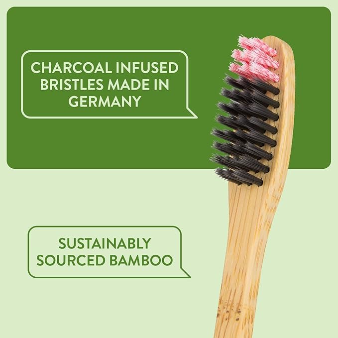 Lindo EcoGrip Bamboo Toothbrush - Eco-Friendly (Charcoal) - Image 3