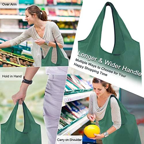 BeeGreen Reusable Bags for Shopping Machine Washable 12 Pack Xlarge Grocery bags Reusable Heavy Duty Folding with Elastic Band Colorful Tote Gift Bags Lightweight Durable Polyester - Image 2