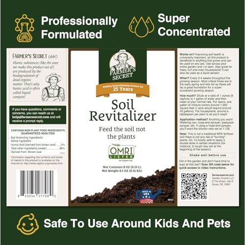Farmer’s Secret Soil Revitalizer - Organic (OMRI Listed) Dirt Health Booster - Liquid Compost Soil Amendment - Activated Humic Acid - Great for Fall/Spring Application (128oz) - Image 2