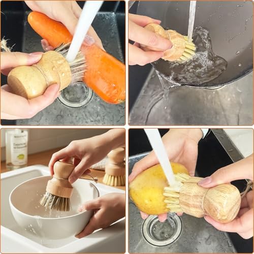 3 Pack Wood Dish Brush Set - Image 7
