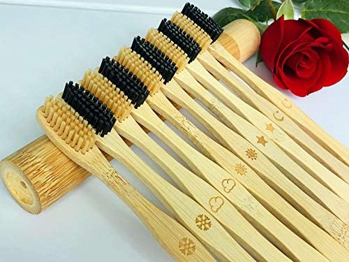 Bamboo Toothbrush Medium Bristle, 10Pcs Biodegradable Bulk Wooden Toothbrushes - Image 3