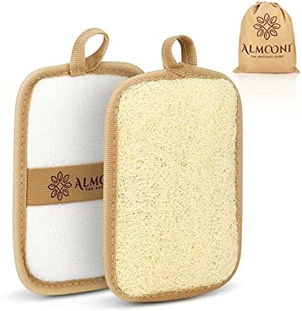 Almooni Natural Shower Loofah, Egyptian Exfoliating Sponge, 2 Pack by Almooni