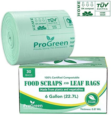 Compostable Trash Bags, Extra Thick, Compost Kitchen Bin Bags, Food Scraps Yard Waste Bags, ASTM D6400 BPI and TÜV AUSTRIA Certified (6 Gallon, Pack of 30) - Image 6