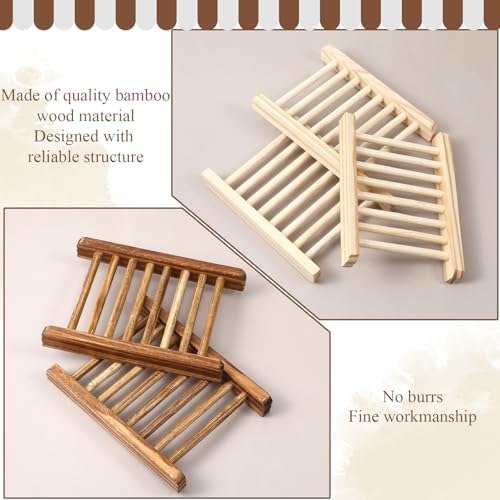 30 Pcs Bamboo Wood Soap Holder Savers Bulk, Wooden Shower Soap Dish Bulk, Wooden Soaps Dish Tray, Self Draining Dishes Handcraft Tray for Bathroom Kitchen Home(Natural Color & Charcoal) - Image 3