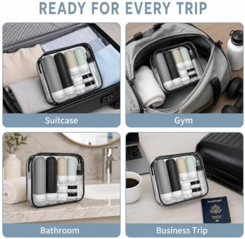 17-Piece Leak Proof Refillable Travel Bottles for Toiletries with Pouch - Image 6