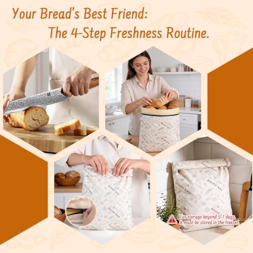 2-Pack Reusable Beeswax Bread Bags for Sourdough & HomemadeBread with Zipper, 16.5 x 13 inch bread bags for Food Storage - Image 5