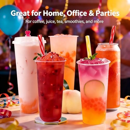 25 Pack 9 Inch Clear Reusable Plastic Straws with Cleaning Brush, BPA-Free Dishwasher Safe Tumbler Straws for 16 oz & 20 oz Cups, YETI, Mason Jars, Iced Coffee and Travel Cups - Image 6