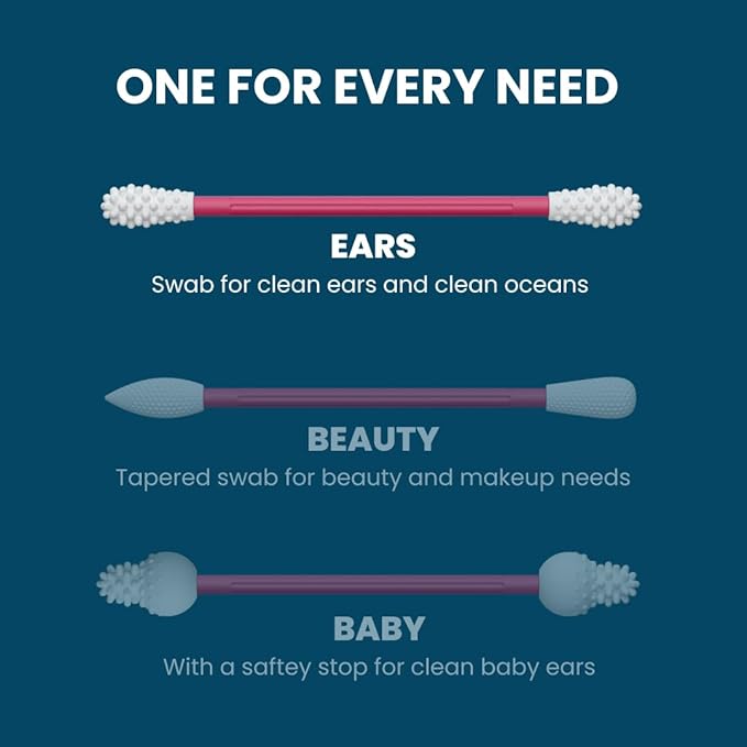 LastSwab® Reusable Cotton Swabs for Ear Cleaning - The Sustainable and Sanitary Alternative to Single-Use - Zero Waste and Easy to Clean - Comes with a Convenient Travel Case Holder - Red