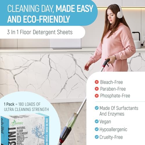 30 Pcs All Natural Floor Cleaner Sheets - Biodegradable And Dissolvable Multipurpose Mopping Concentrated Floor Cleaning Soap Detergent Strips, Mess Free Water Soluble Fast Dry Eco Friendly (Ocean) - Image 3