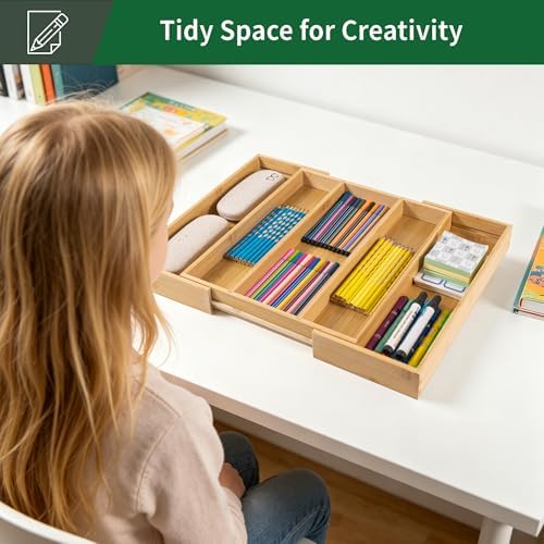 Utoplike Drawer Organizer Kitchen Utensils, Expandable Bamboo Cutlery Tray - Image 6