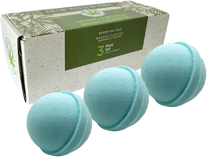 Organic Bath Bombs with Essential Oils, 3 Pack, Handmade in USA (Calming - Bergamot, Lavender)