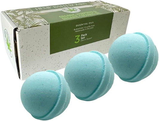 Organic Bath Bombs with Essential Oils, 3 Pack, Handmade in USA (Calming - Bergamot, Lavender)