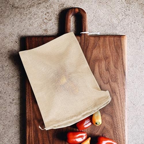 Reusable Cotton Mesh Bags Organic Cotton, Washable & Durable Grocery Bags with Drawstring Mesh Storage Bags for Fruits, Vegetables & Shopping (3 Large (12 in x 15 in)) - Image 4