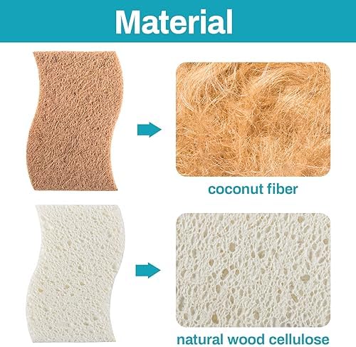 MAQIHAN 10PCS Natural Sponges for Dishes - Biodegradable Sponges Kitchen Eco Friendly Dish Sponge Non-Scratch Sponges for Cleaning Kitchen - Image 3