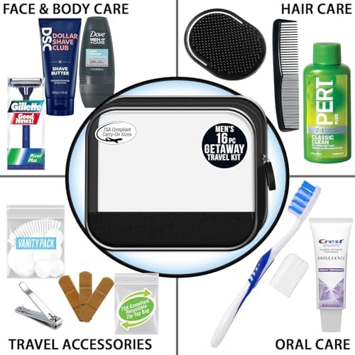 Convenience Kits International Men's 16-Piece Travel Skin Care and Body Care Kit with Shampoo, Body Wash, Lotion, Deodorant in Reusable Toiletry Bag, Bulk (Pack of 40) - Image 3