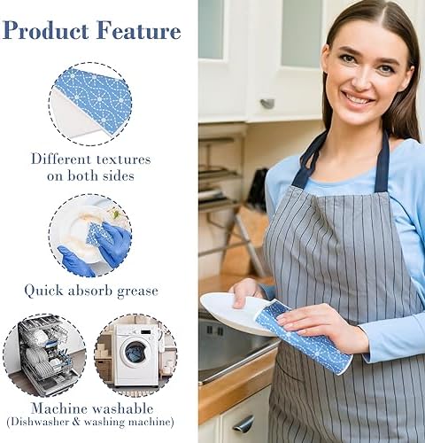 Lucomb 8 Pack Swedish Dishcloths for Kitchen, Reusable Dish Cloth Kitchen Towels Absorbent Sponges Fast Drying Swedish Dish Cloth for Washing Dishes Countertops Tables Cleaning - Image 4