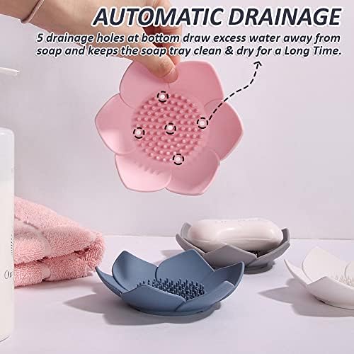 2 Pack Silicone Soap Tray Dishes Soap Holder Saver Draining Bathroom Shower Sink Bathtub - Image 2