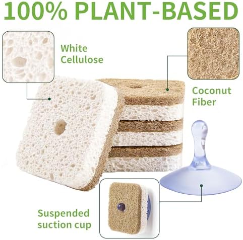 12Pack Kickleen Natural Kitchen Scrub Dish Sponges with Suction Hanger - Image 2