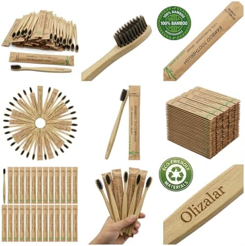 100 Pack Bamboo Toothbrush for Adults, Medium Soft Charcoal Bristles, Eco Friendly Wooden Natural Toothbrushes, Biodegradable Handle Oral Care Toothbrush - Image 5
